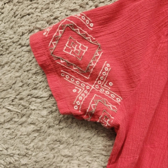 Sonoma Boho Short Sleeve Womens Shirt Red Size Small - Picture 3 of 9